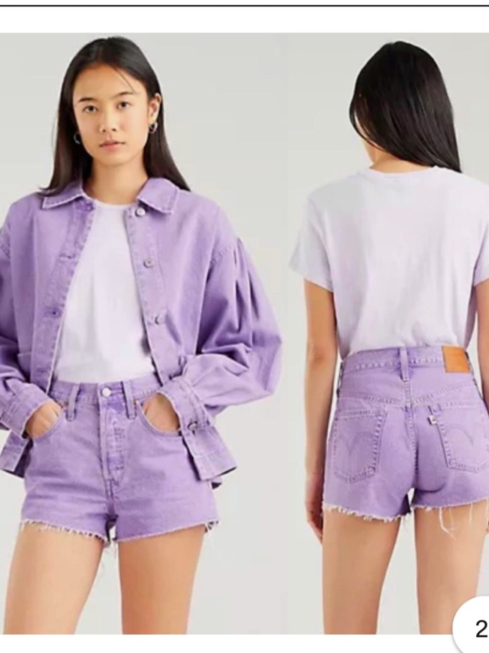 LEVI STRAUSS 501 Purple High-Waist Distressed Denim Shorts